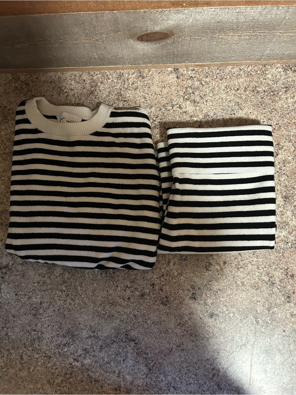 Freshman Black and White Striped Womens Sweater and Skirt Set.  Size M